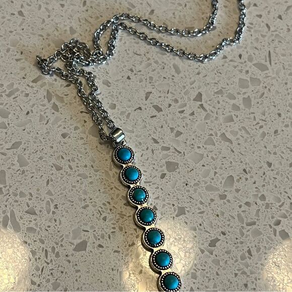 Fake Turquoise Pendant Necklace western style - Picture 5 of 9